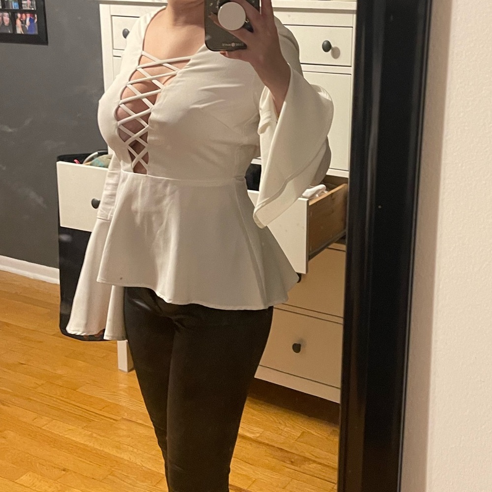 White lace front fancy top from Forever 21